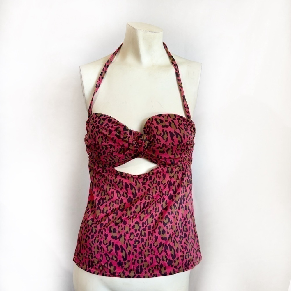 VICTORIAS SECRET Leopard Swim Tankini Halter Top